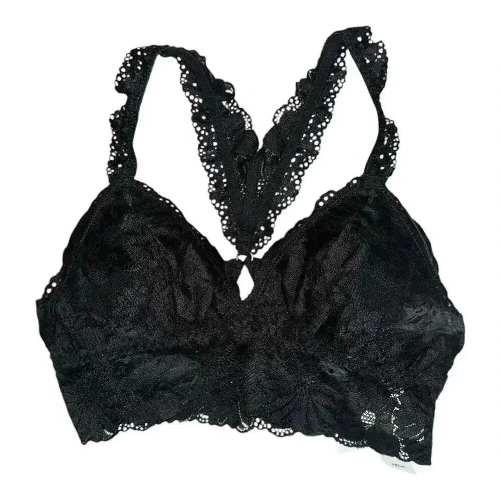 Aerie Black Lace Garden Party Bralette,‎ XSmall